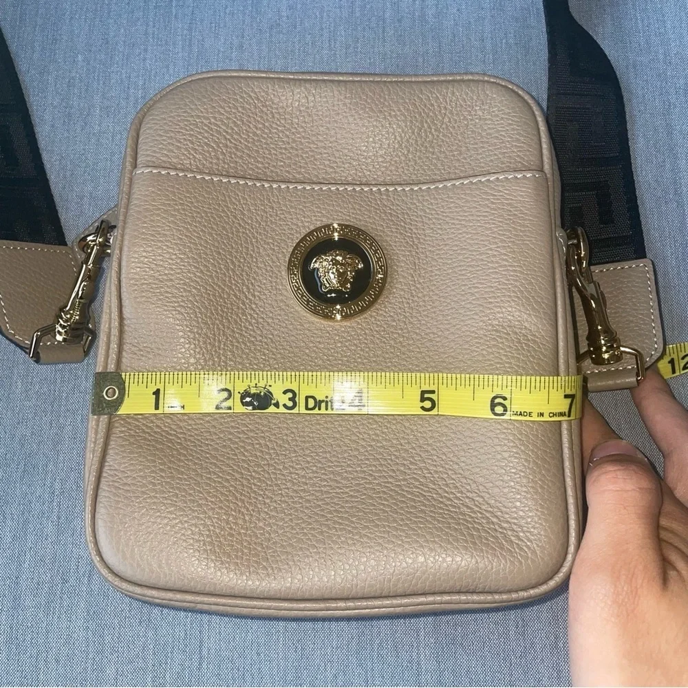 VERSACE BAG crossbody Tan Leather La Medusa satchel bag saddle messenger purse - Picture 11 of 17